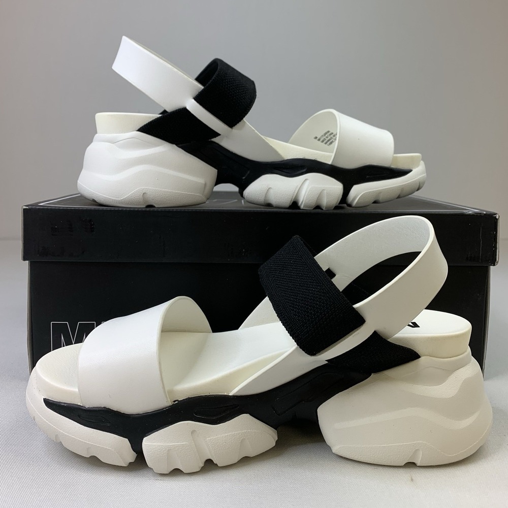 MIA Womens ARIAH‎ White Black Strappy Platform Sandals Size 5M
